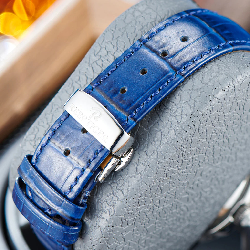 Reef Tiger MoonPhase Automatic Watch – Blue Dial