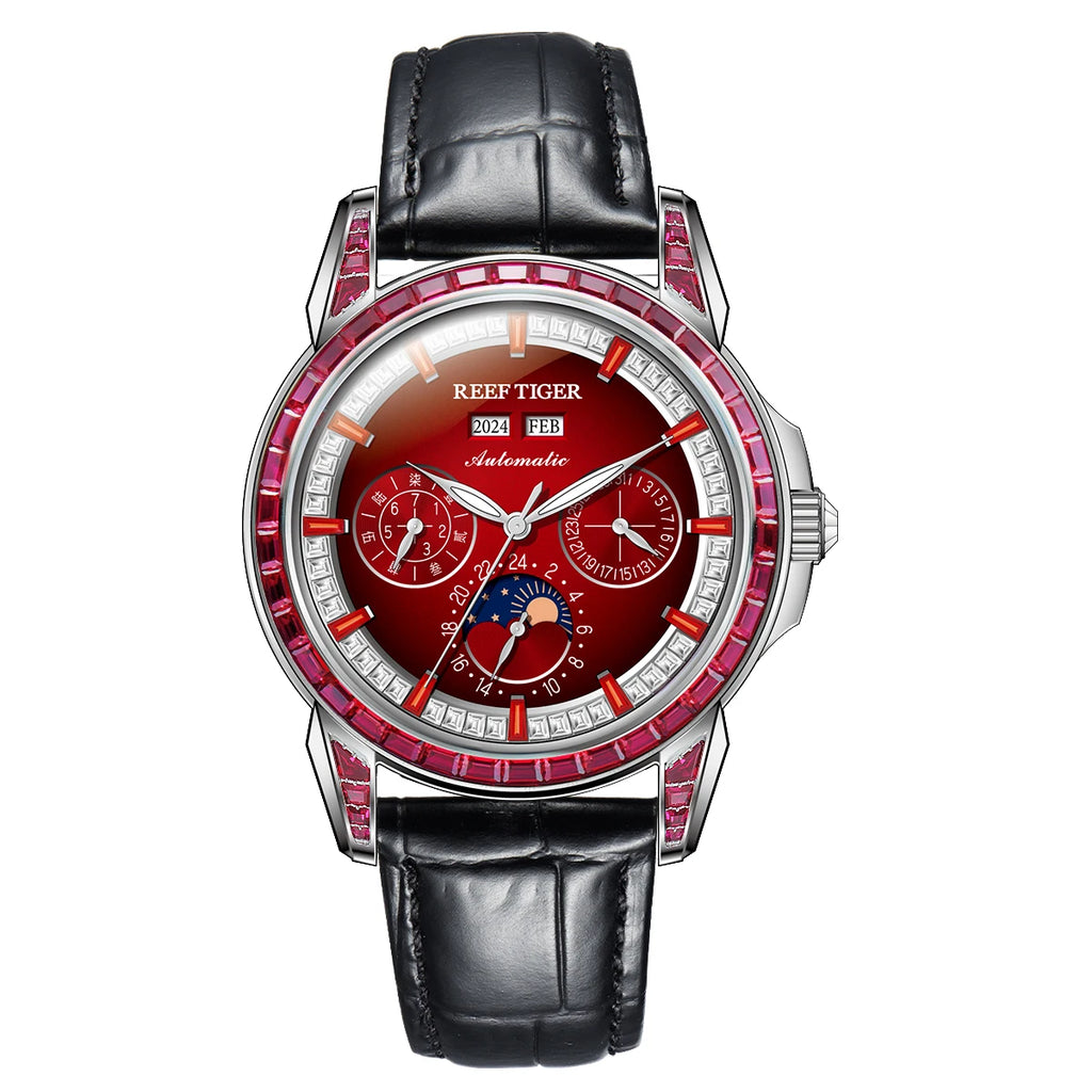 Reef Tiger MoonPhase Automatic Watch – Blue Dial