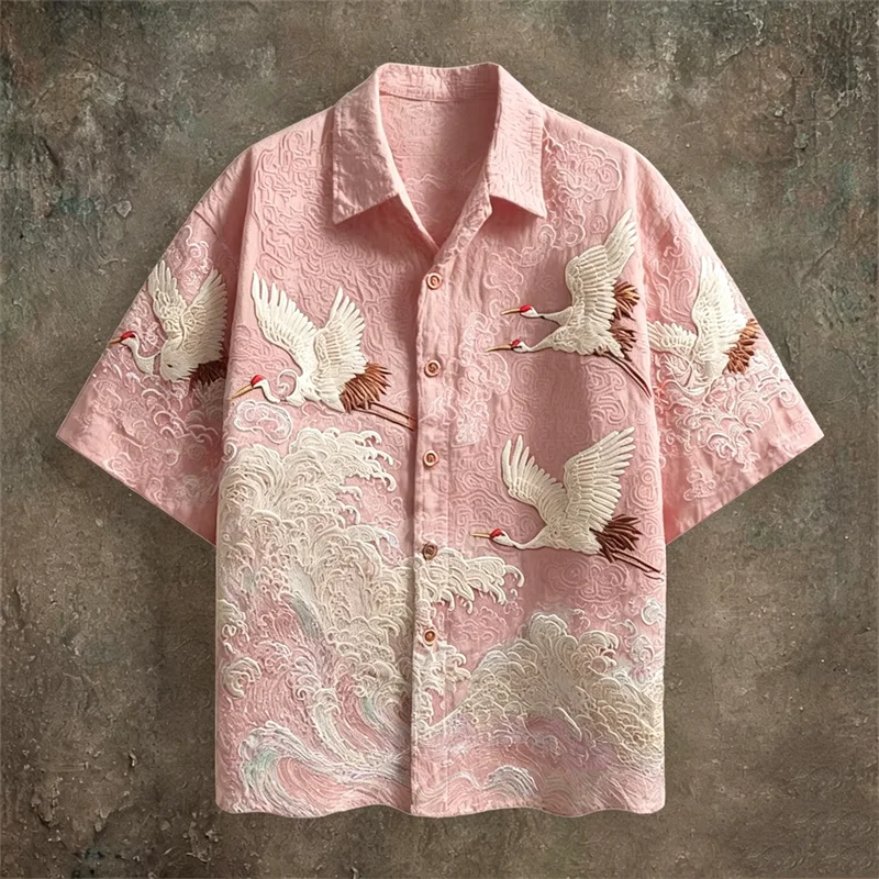 Crane & Tribal Print Casual Shirt