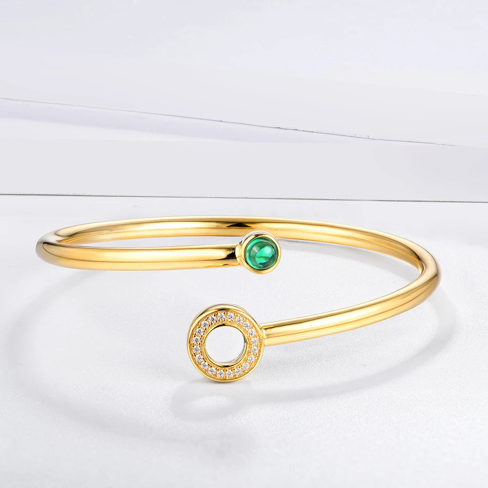 Emerald Gemstone Gold Plated Charm Bracelet
