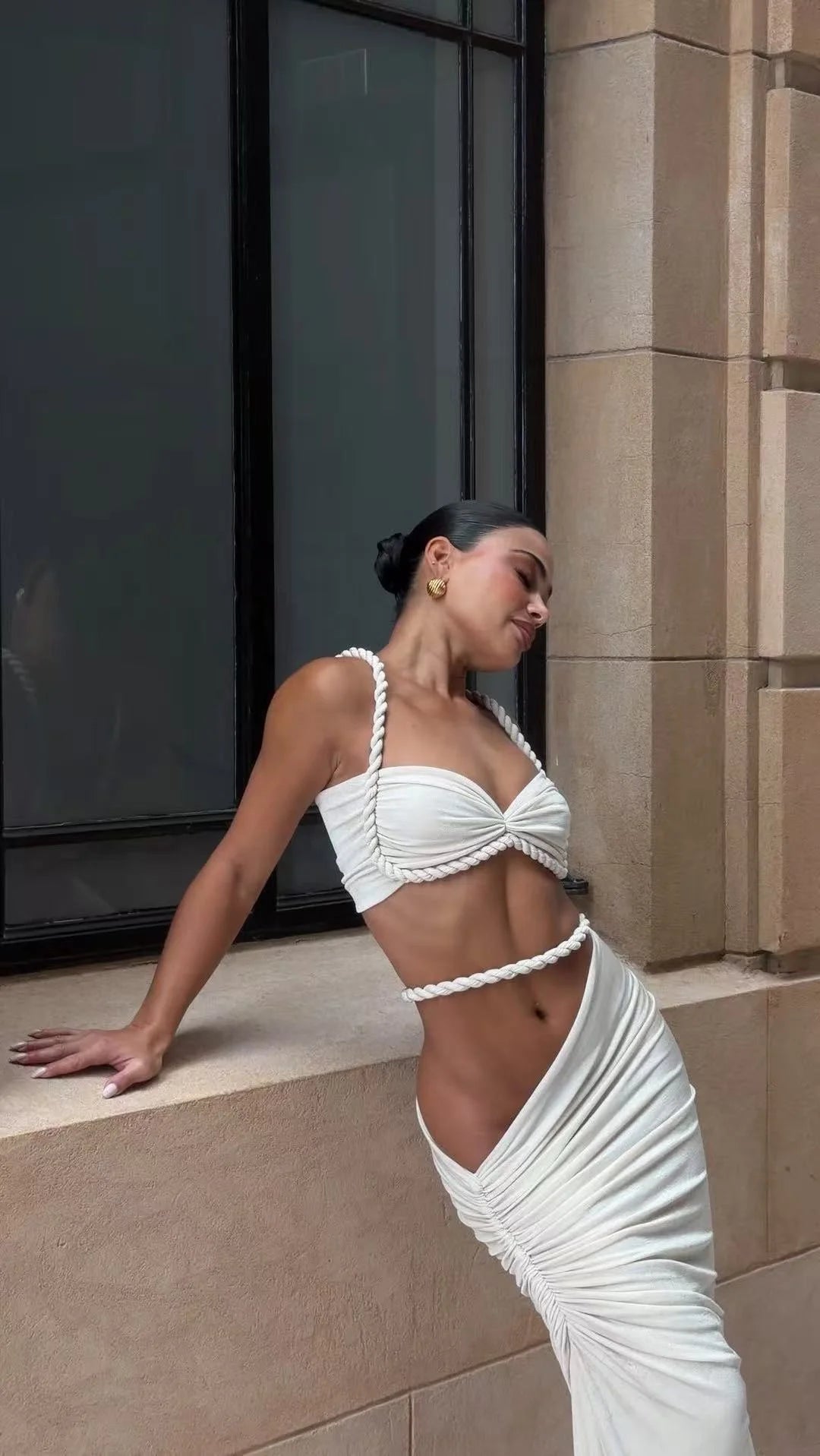 Elegant Bandeau Top & Fishtail Maxi Skirt Set