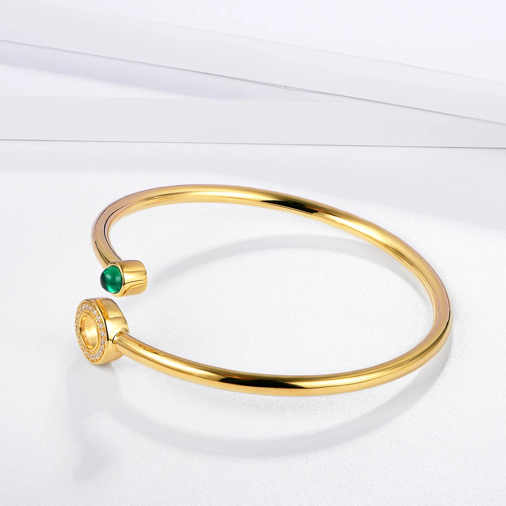 Emerald Gemstone Gold Plated Charm Bracelet