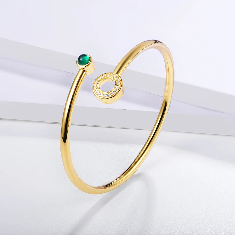 Emerald Gemstone Gold Plated Charm Bracelet