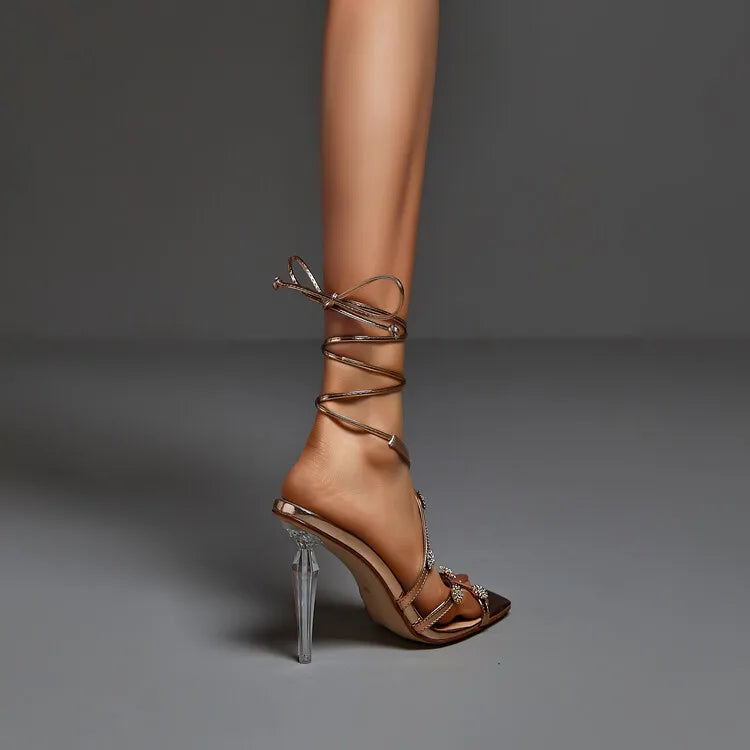 Luxury Rhinestone T-Strap Party Sandals