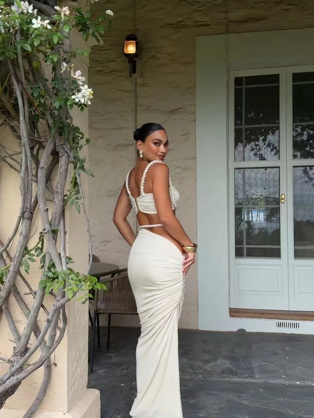 Elegant Bandeau Top & Fishtail Maxi Skirt Set