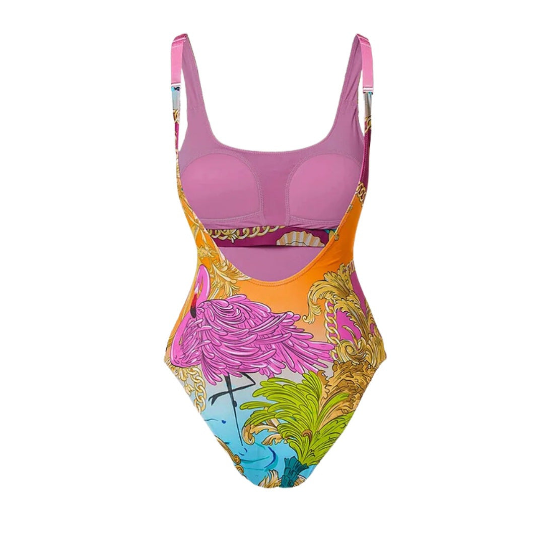 Cartoon Print One-Piece Swimsuit Suit