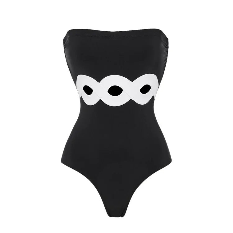 Contrast Color One-Piece Swimsuit