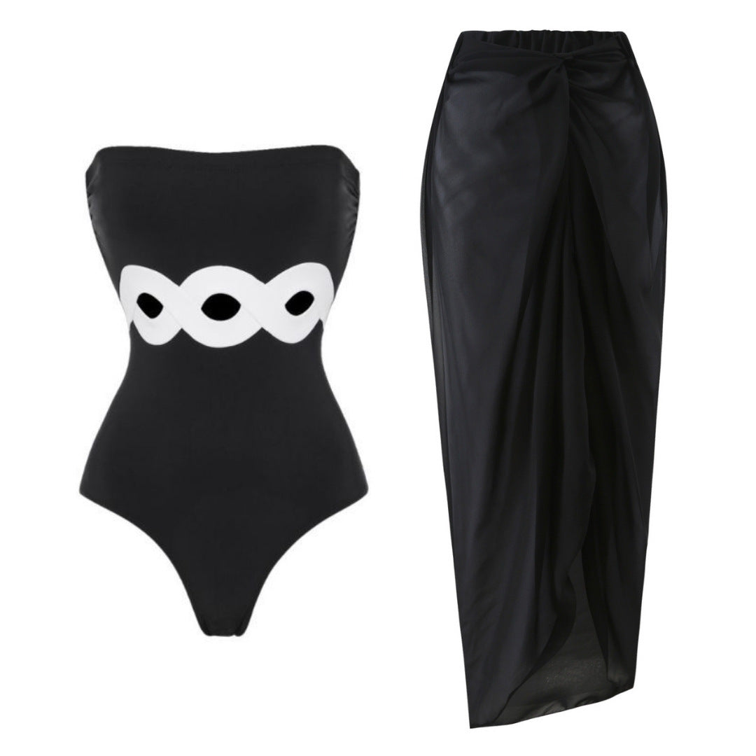 Contrast Color One-Piece Swimsuit