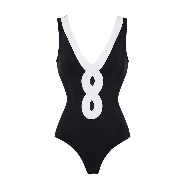 Contrast Color One-Piece Swimsuit