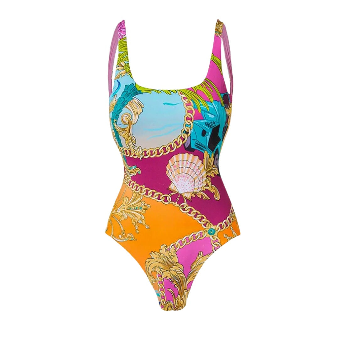 Cartoon Print One-Piece Swimsuit Suit