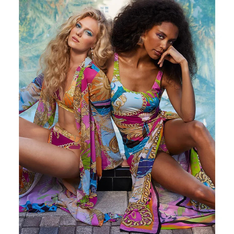 Cartoon Print One-Piece Swimsuit Suit