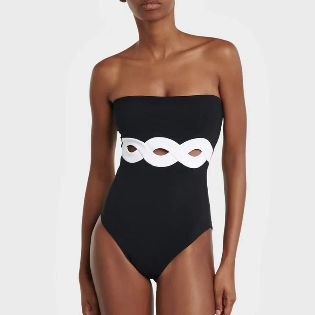 Contrast Color One-Piece Swimsuit