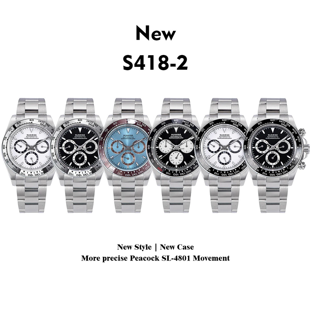 Sugess Panda Automatic Mechanical Chronograph Diving Watch