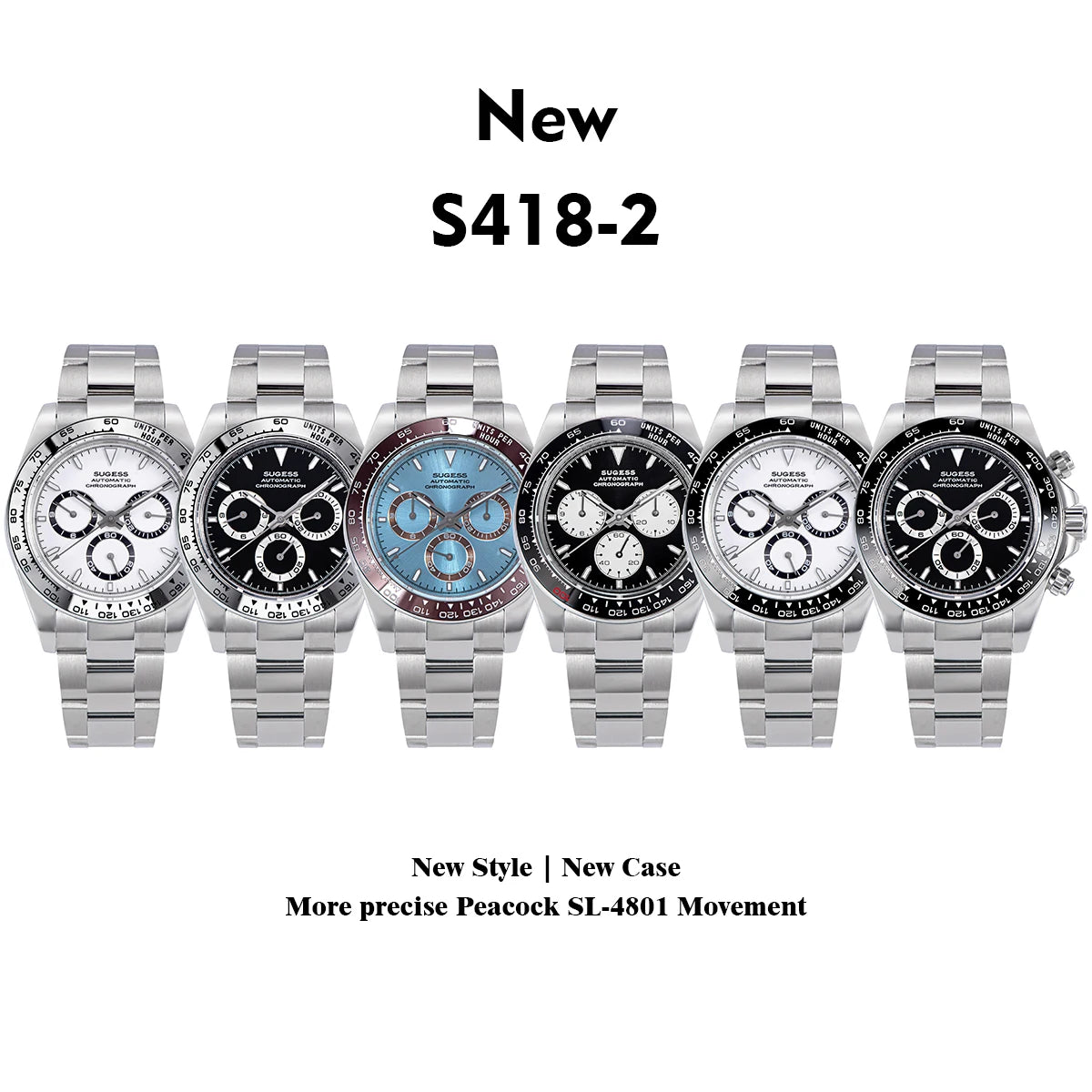 Sugess Panda Automatic Mechanical Chronograph Diving Watch