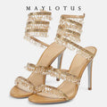 Jeweled Snake-Shaped Stiletto Sandals