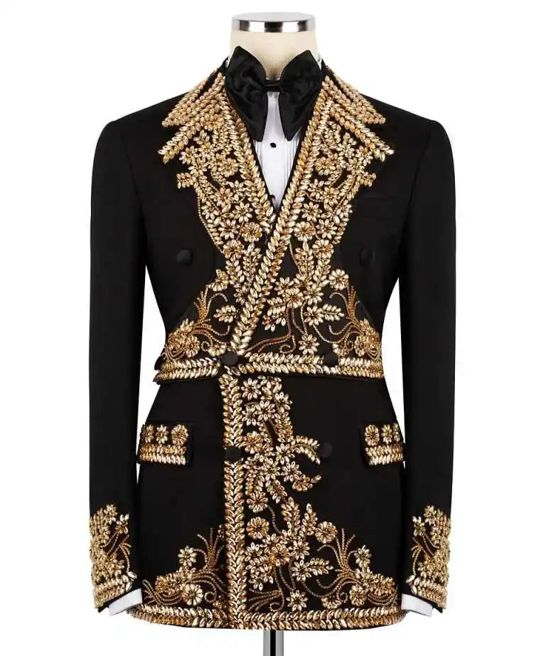 Luxury Crystal Blazer Homme – Veste Double Boutonnage à Strass
