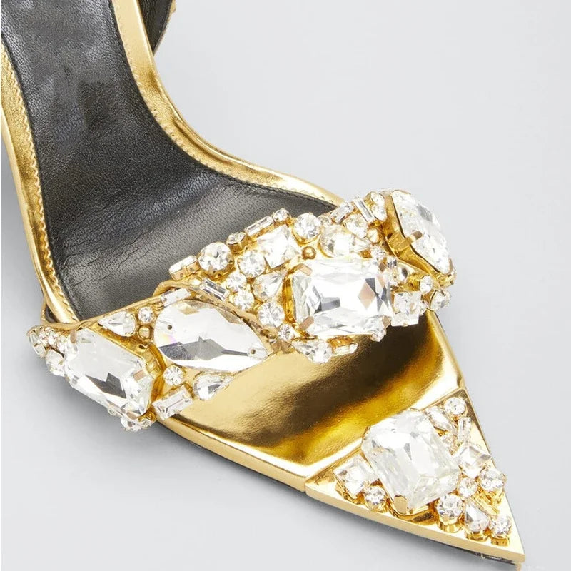 Luxury Rhinestone Pointed-Toe High-Heel Sandals – Elegant Women’s Shoes