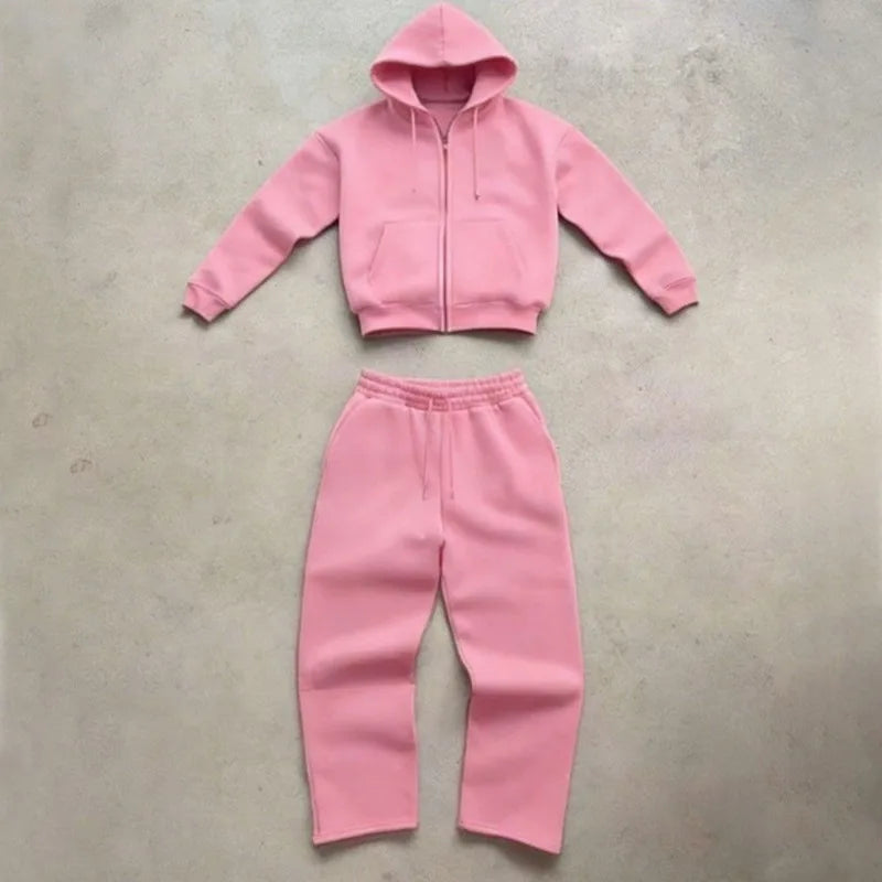 Zip-Up Hoodie & Wide-Leg Tracksuit