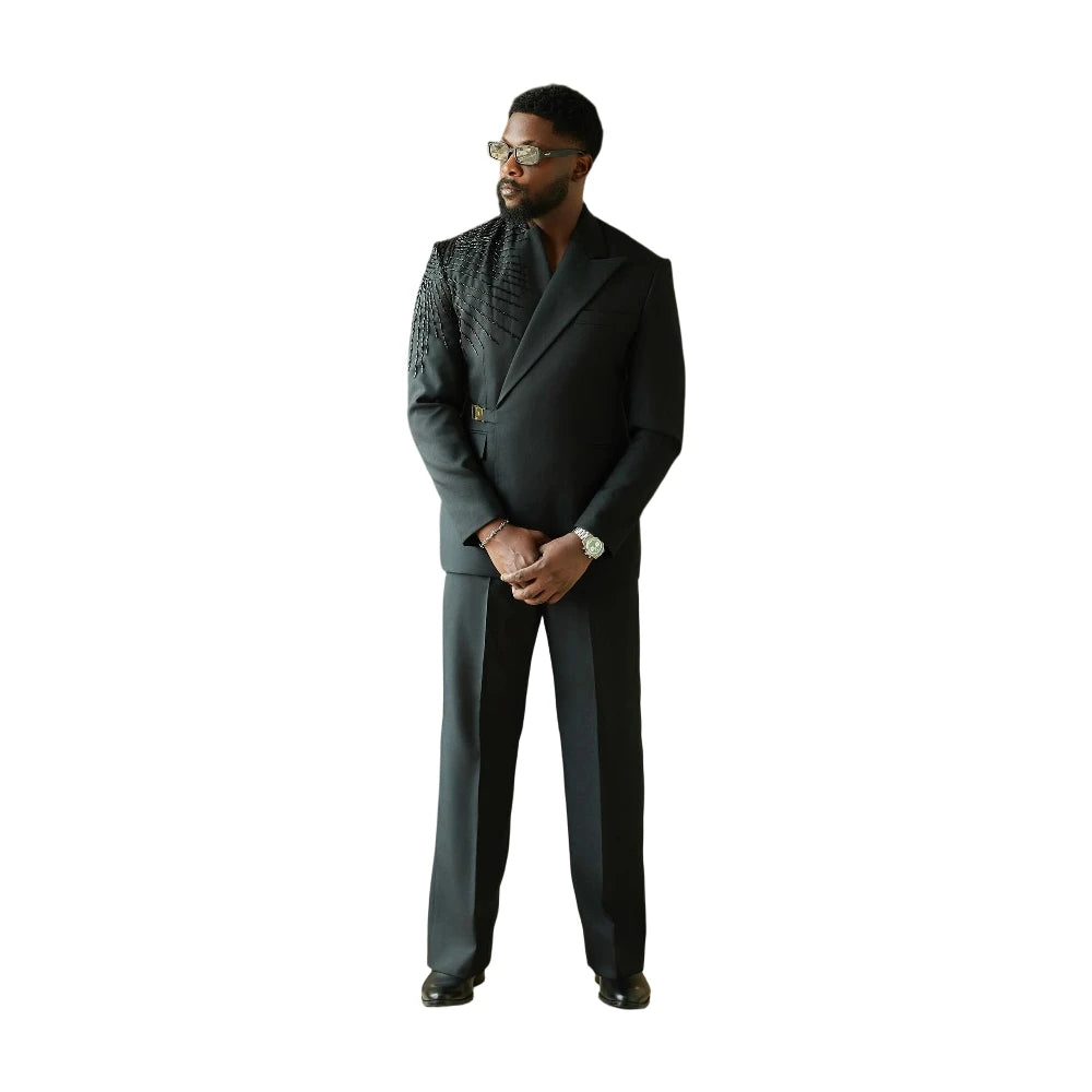 Luxury Men’s Beaded Wedding Suit – Custom Fit