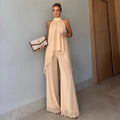 Women Summer Pants Suit: Asymmetrical Sleeveless 2-Piece Set