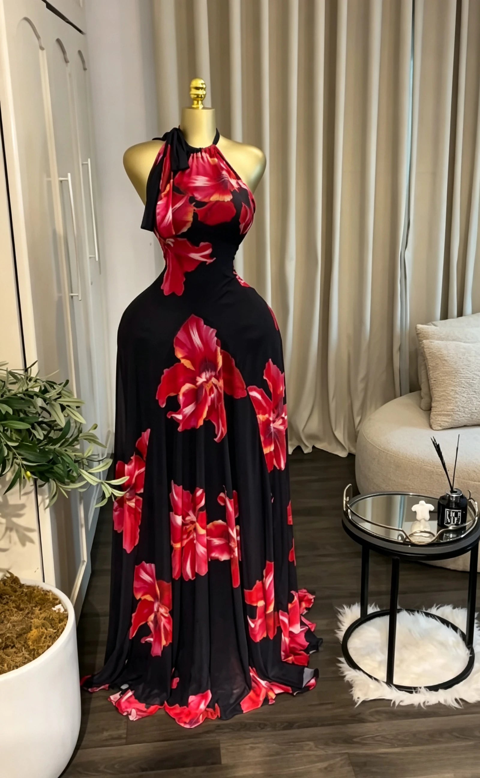 Sleeveless Floral Big Swing Maxi Dress