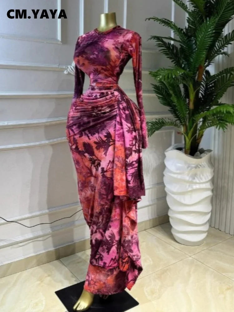 Tie-Dye O-Neck Hole Maxi Dress