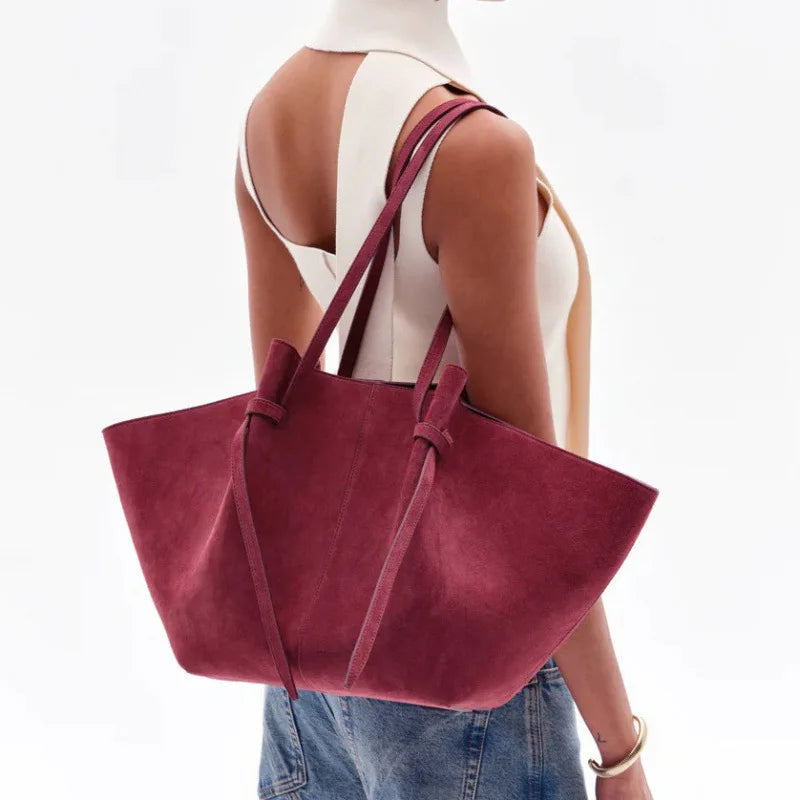 Large Capacity Trapeze PU Leather Tote Bag