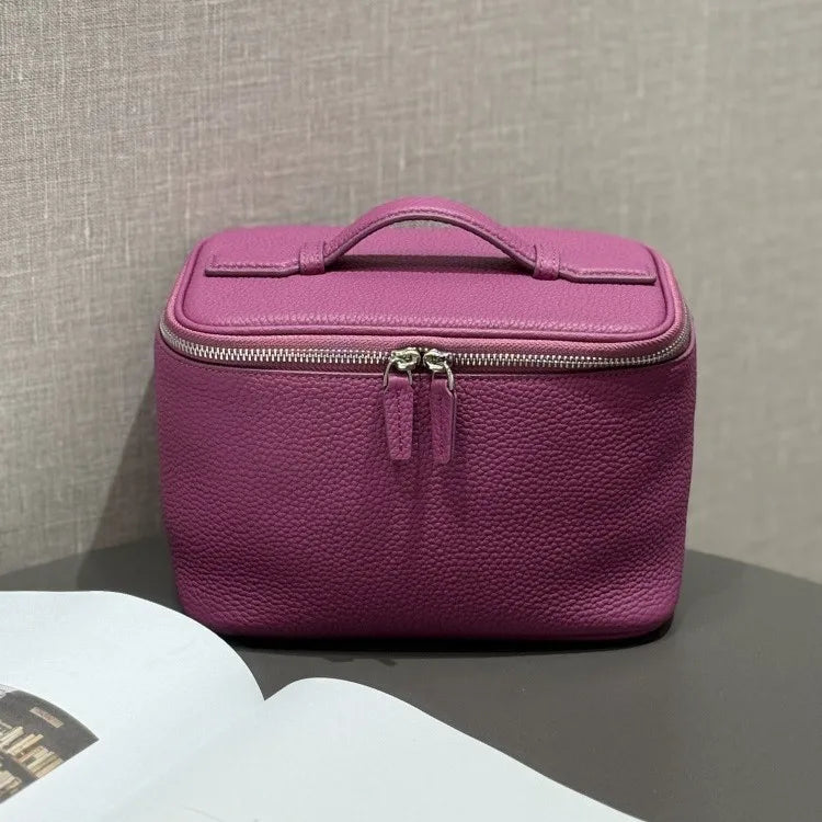 Portable Square Leather Vanity Bag