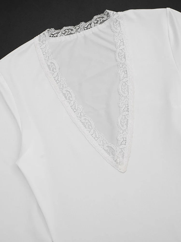 Sexy Deep V-Neck Lace Mini Dress