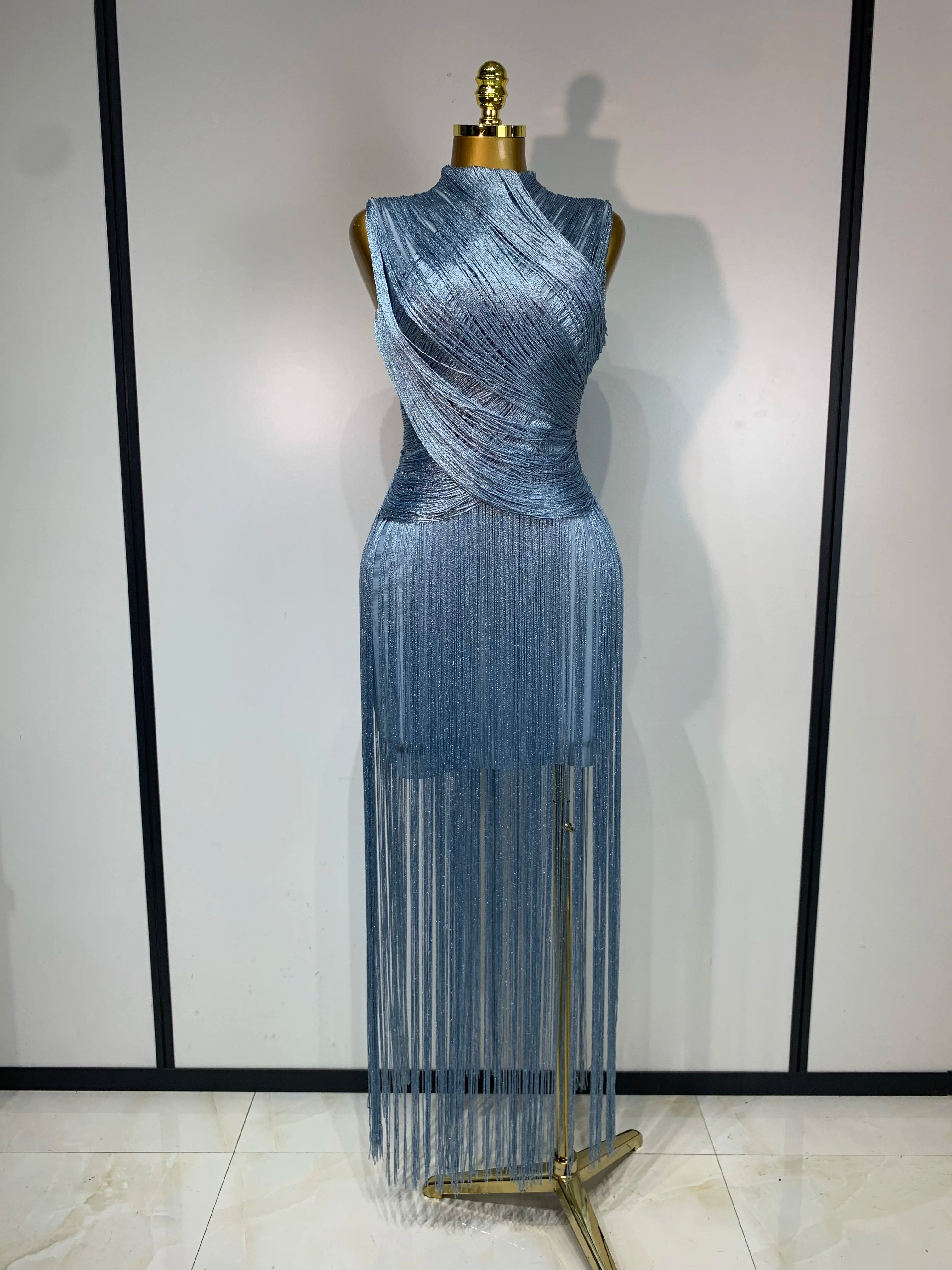 Luxury Sleeveless Tassel Bandage Dress