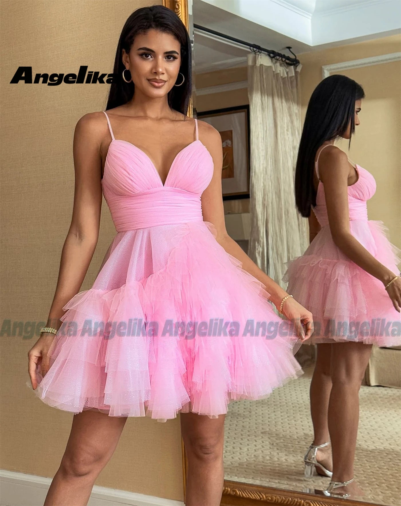 Elegant Tiered Spaghetti Strap Mini Dress