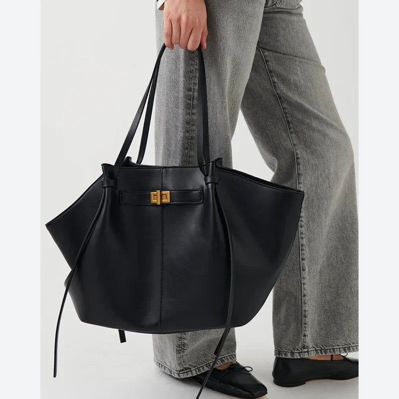 Large Capacity Trapeze PU Leather Tote Bag