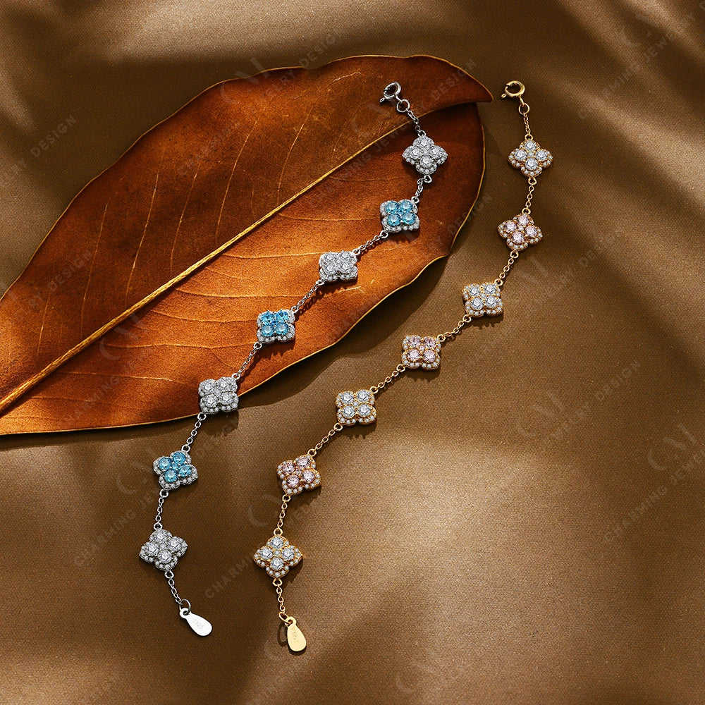 Sparkling S925 Moissanite Round Bracelet