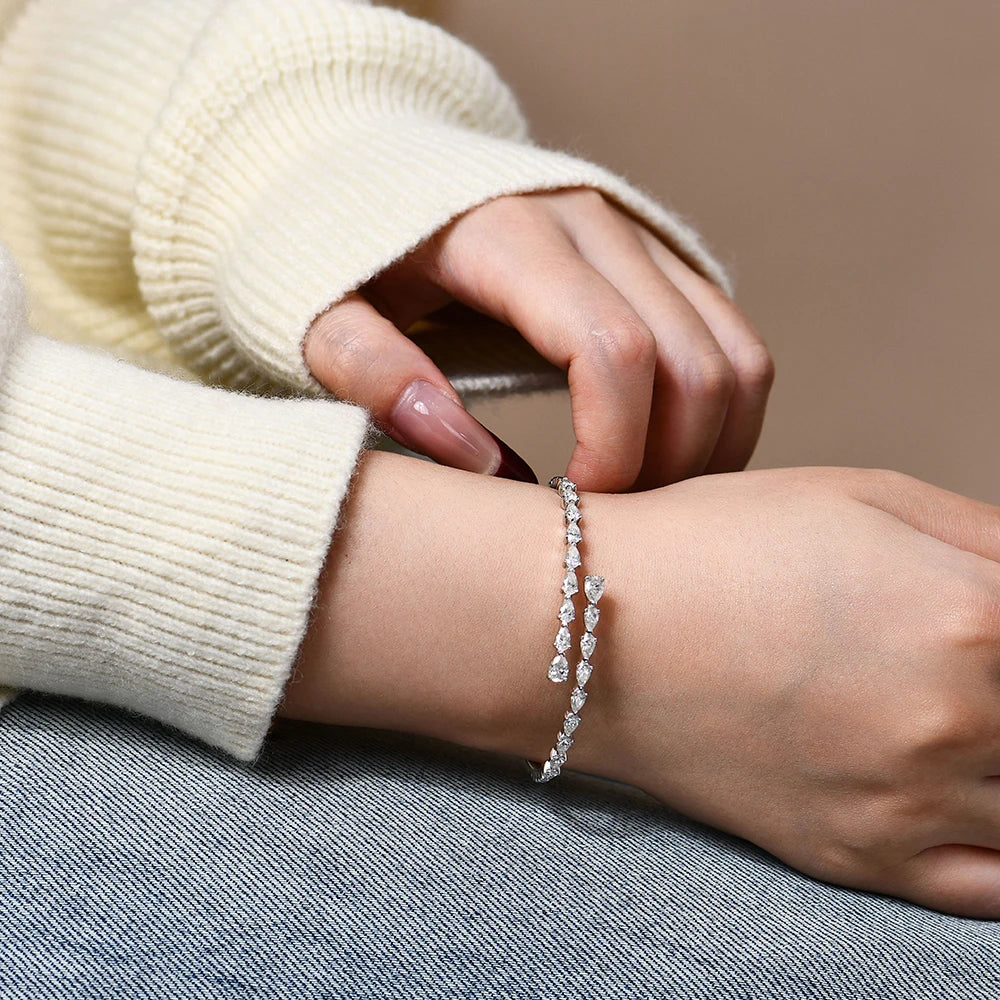 Original Moissanite Adjustable Silver Bracelet