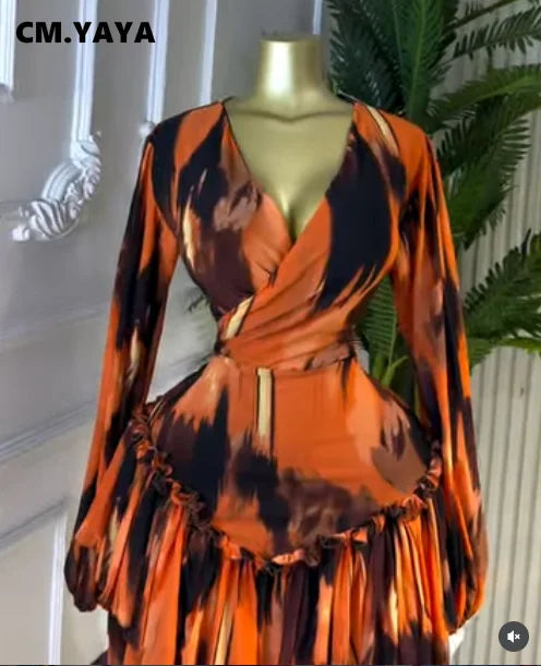 V-Neck Tie-Dye Ruffle Mini Dress