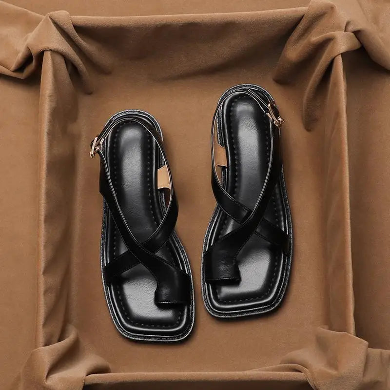 Women's Square Toe Medium Block Heel Sandals