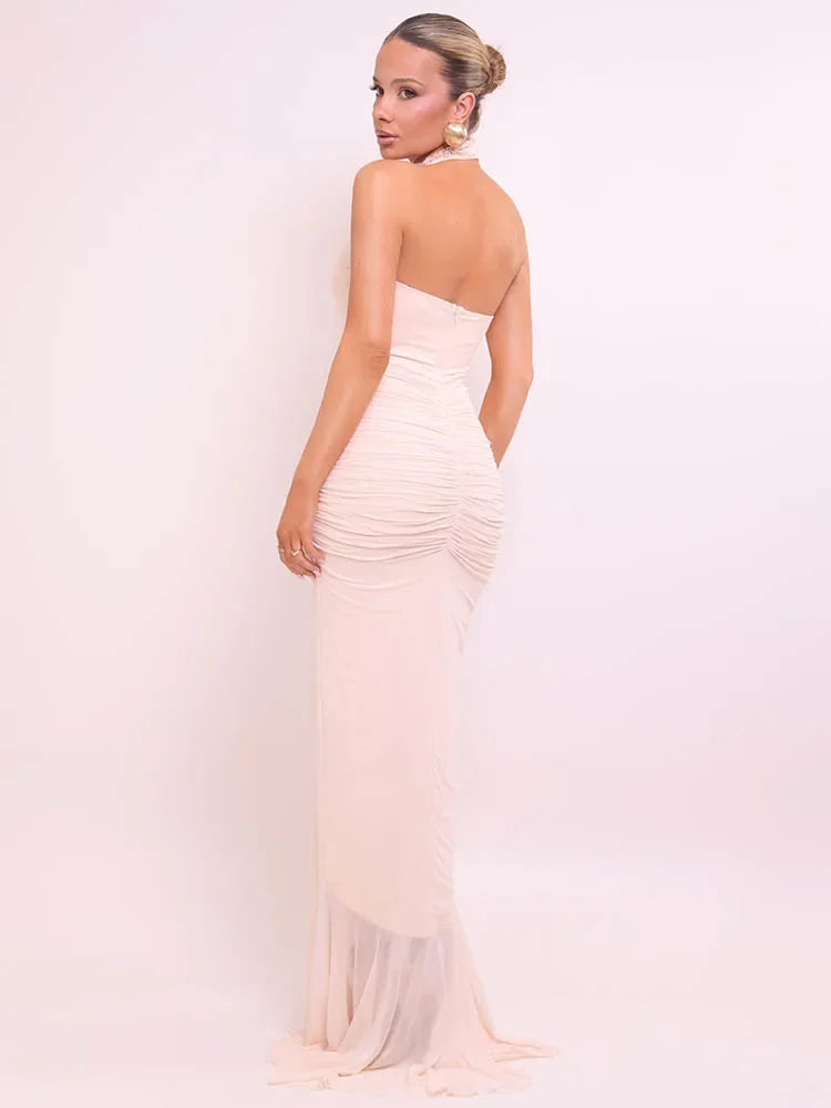 Halter V-Neck Backless Maxi Dress