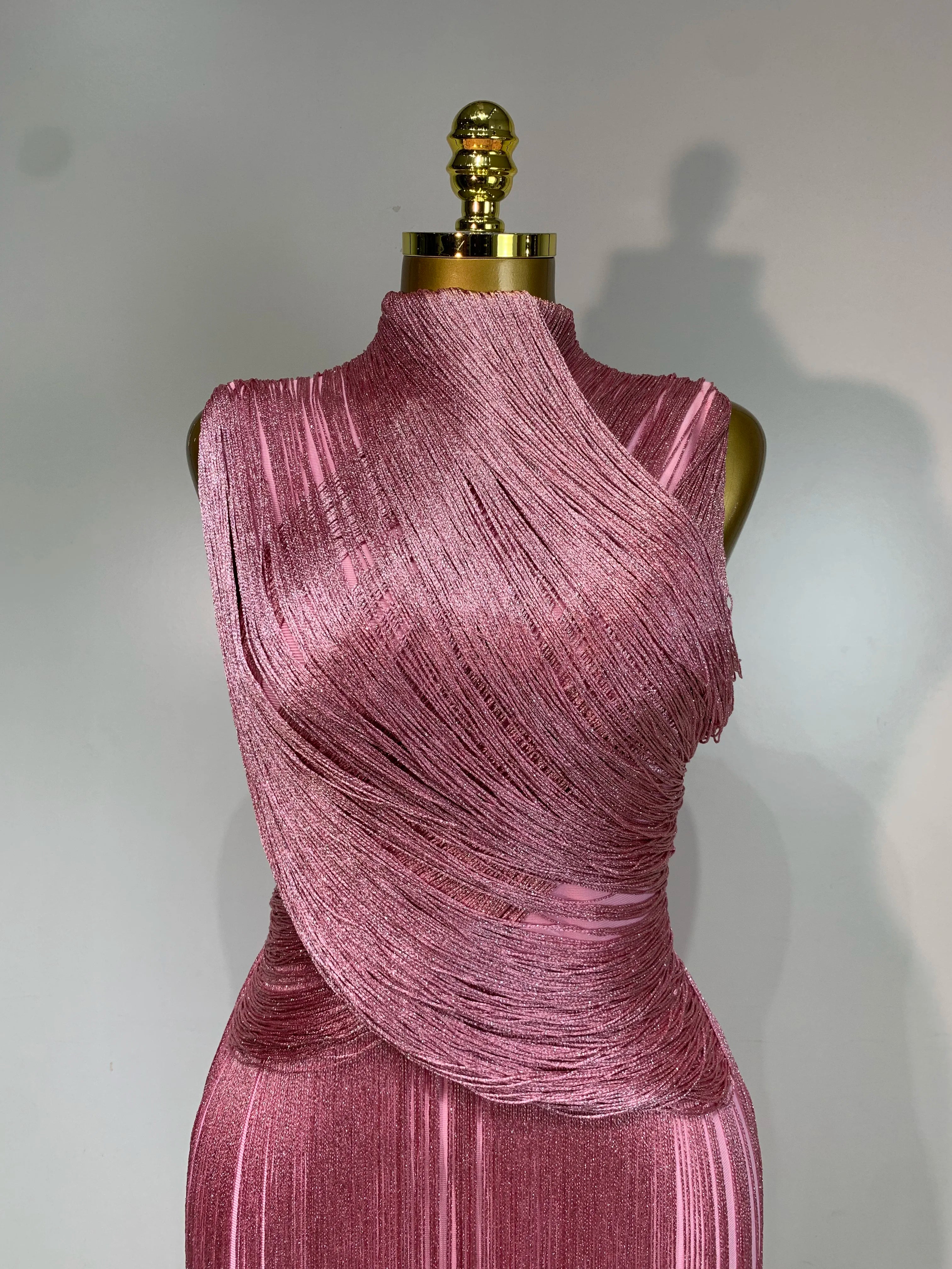 Luxury Sleeveless Tassel Bandage Dress