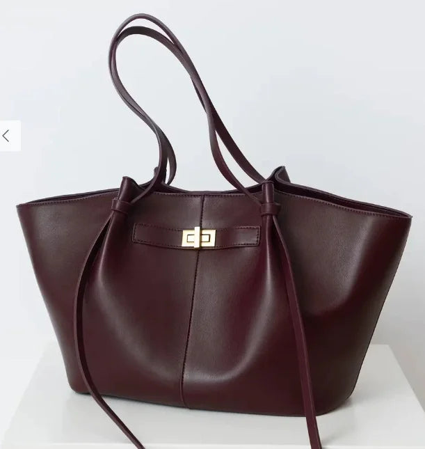 Large Capacity Trapeze PU Leather Tote Bag
