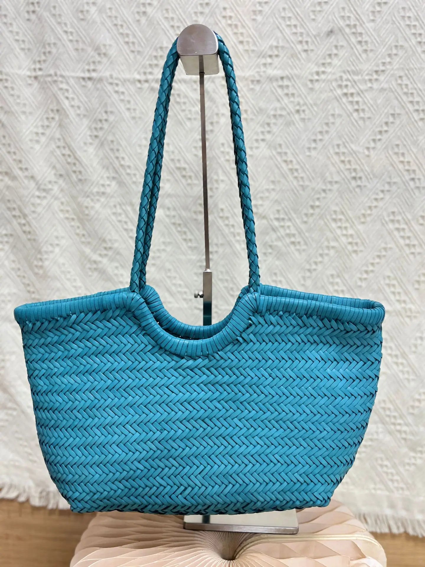 Hand-Woven Genuine Leather Tote Bag