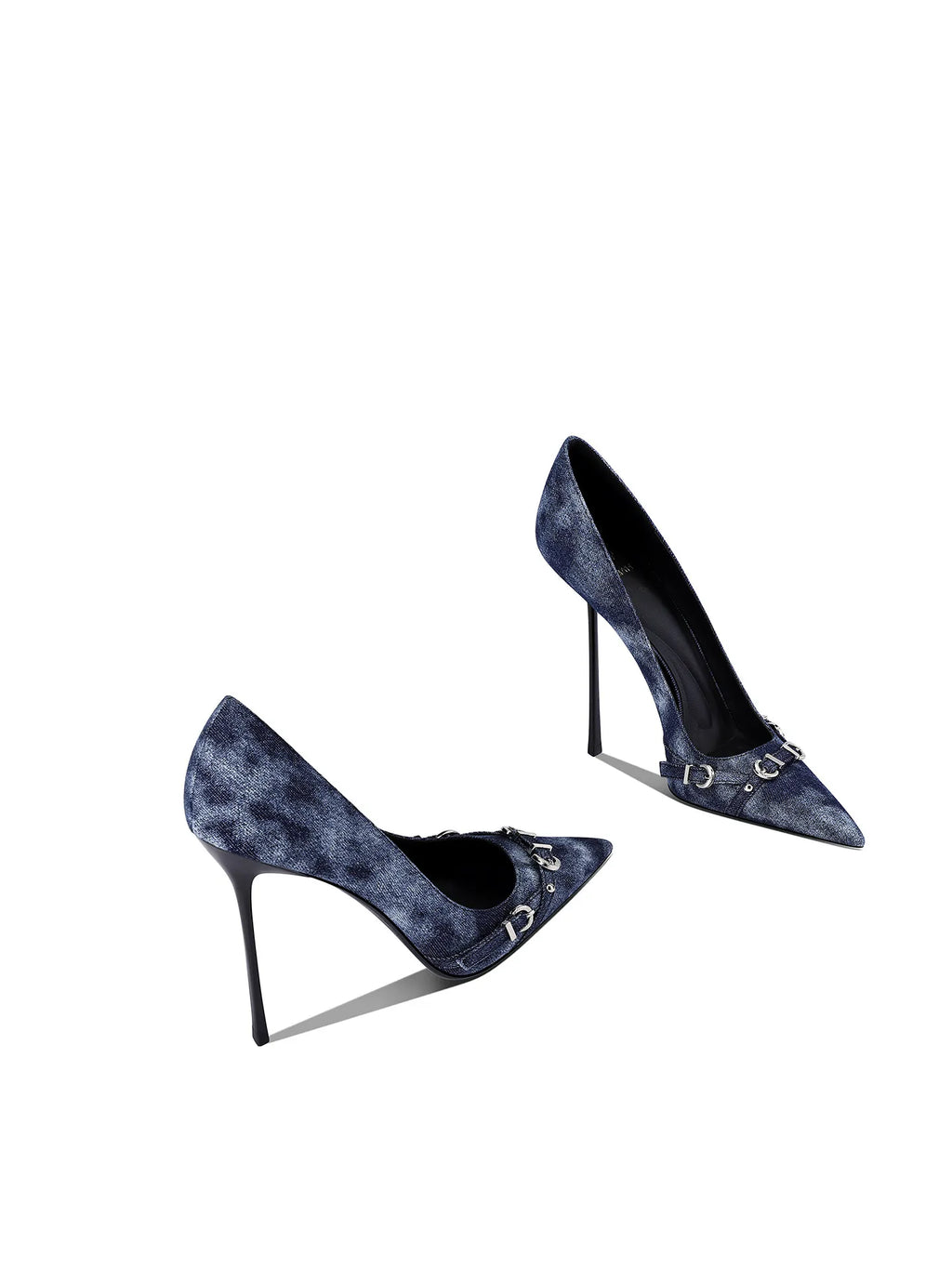 Black Cowboy Pointed-Toe Heels