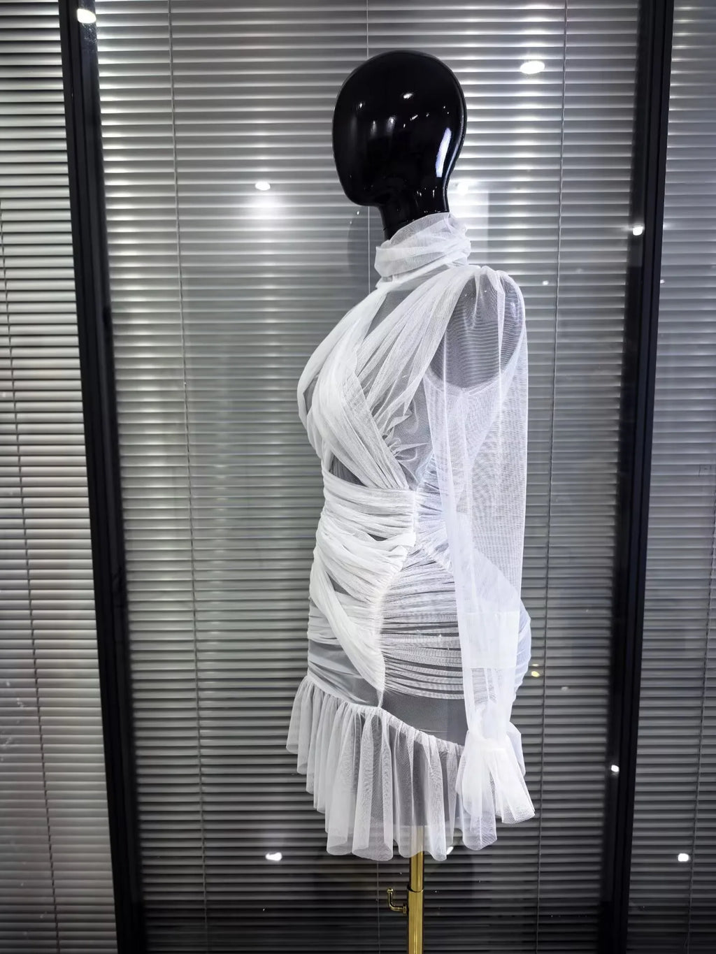Mesh See-Through Bodycon Mini Dress