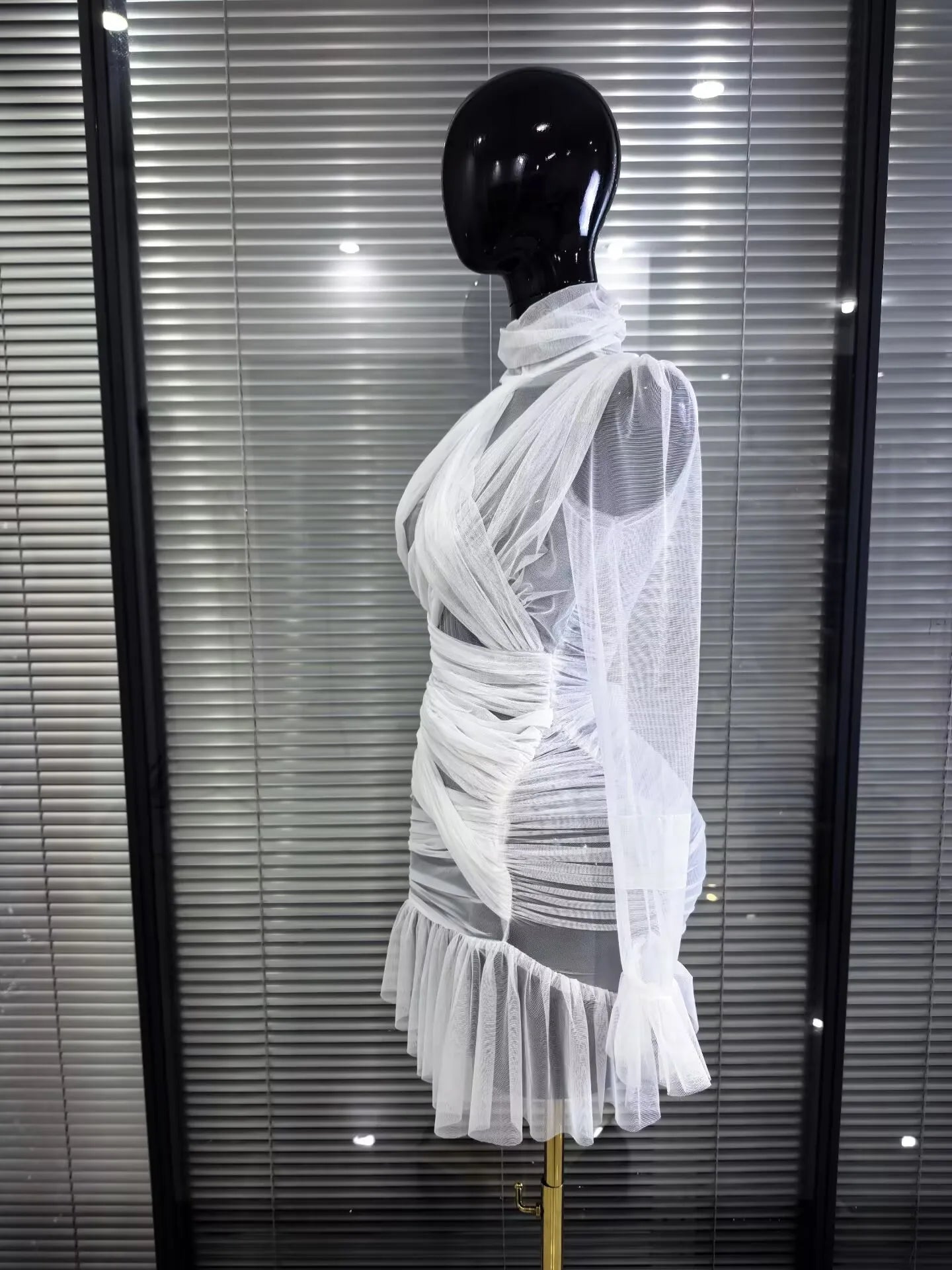 Mesh See-Through Bodycon Mini Dress