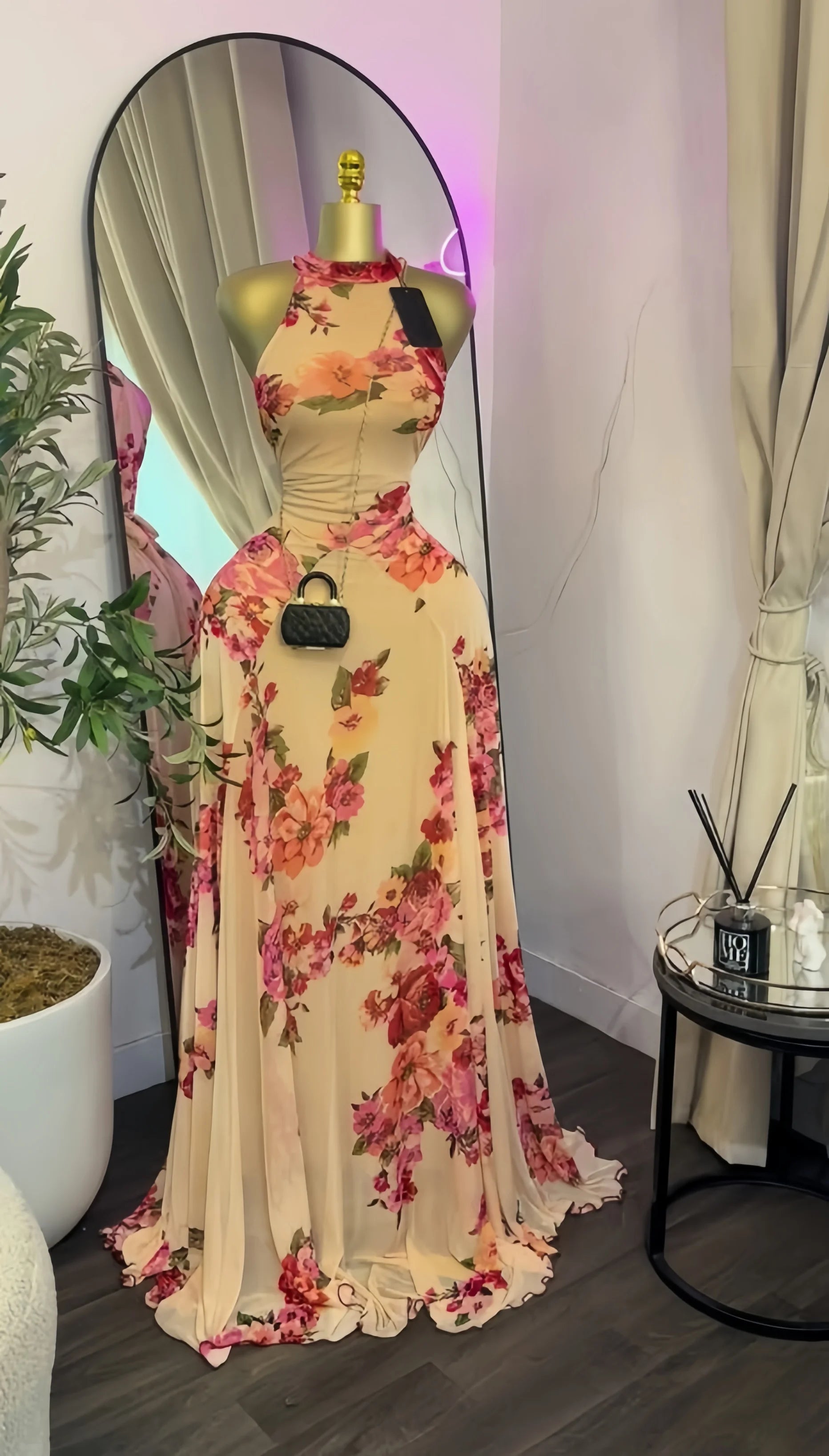 Sleeveless Printed Big Swing Maxi Dress
