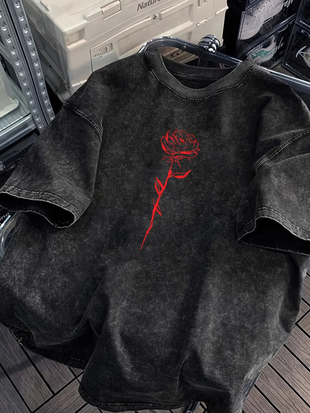 Washed Red Rose Graphic T-Shirt