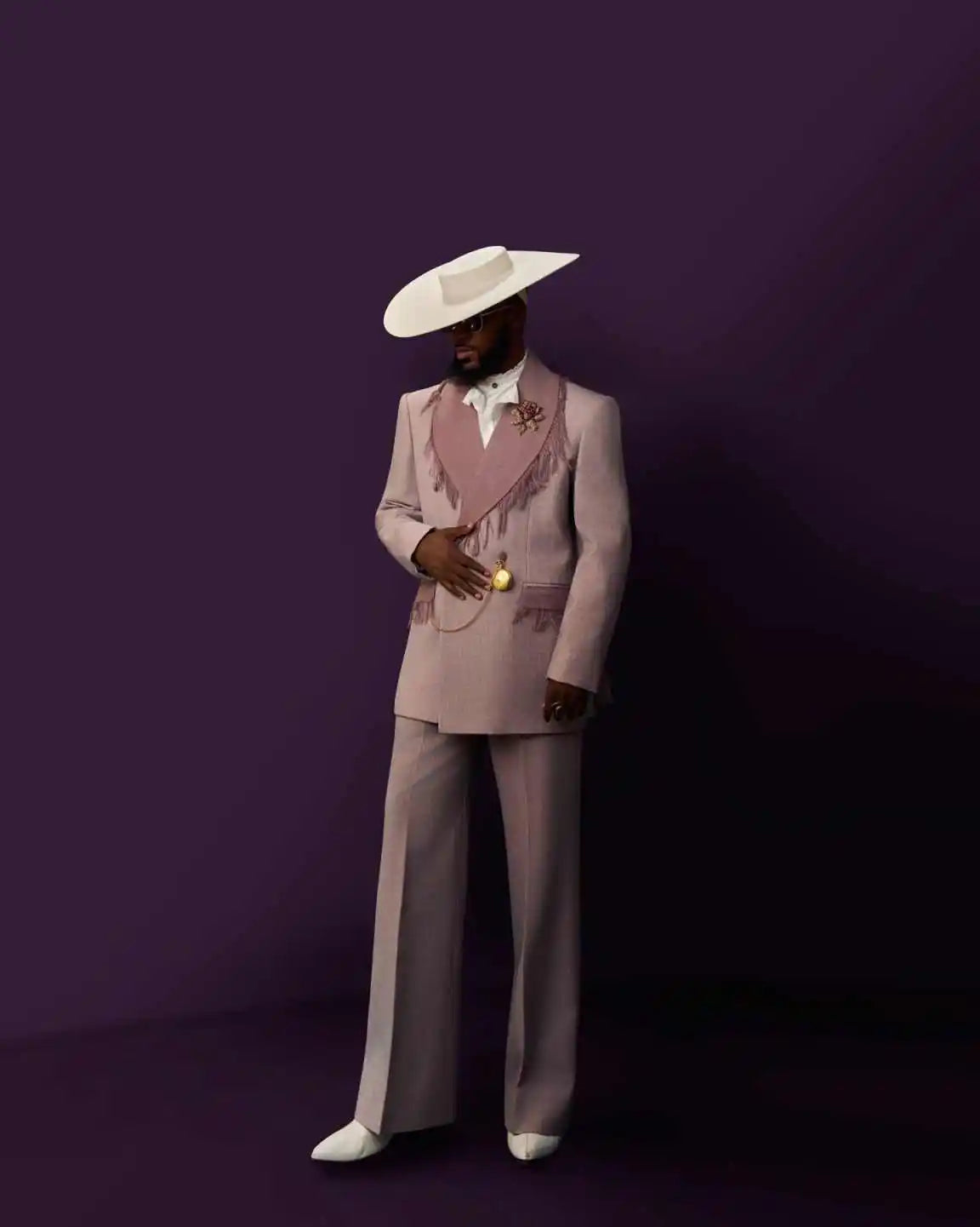 Men’s Elegant Purple & Gold Blazer Set – 2-Piece Formal Suit