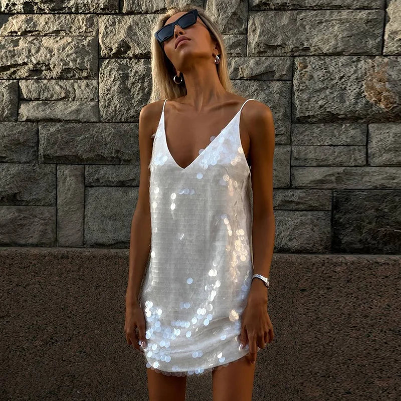 Sexy Lace Sequined Patchwork Mini Dress