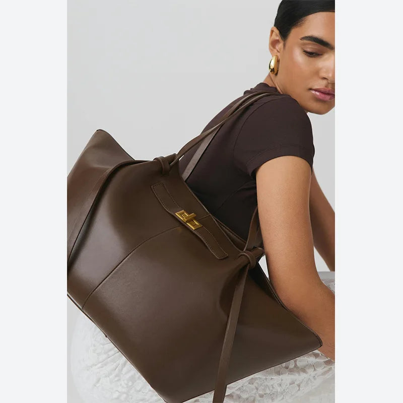 Large Capacity Trapeze PU Leather Tote Bag