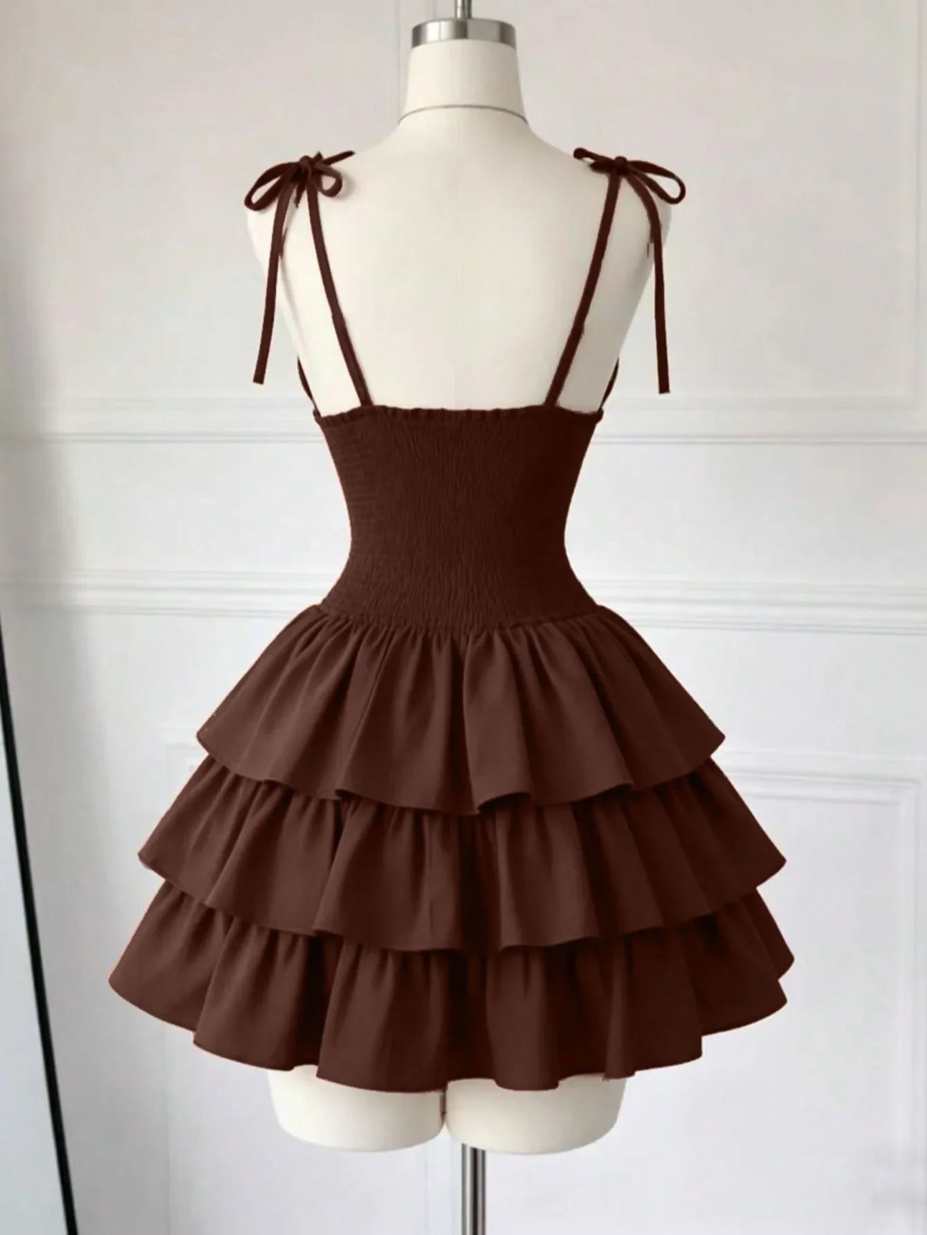 Korean Style V-Neck Ruffle Mini Dress