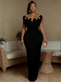 Off-Shoulder Bohemian Slim-Fit Evening Maxi Dress
